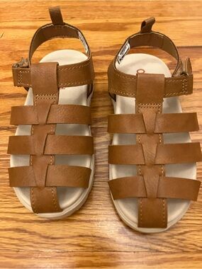 OshKosh B'gosh Brown Leather-Look Kids Fisherman Sandals